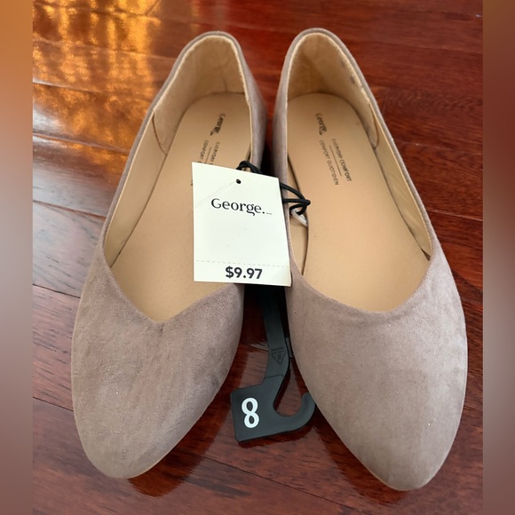 George Shoes - Women’s Beige Suede feel Flat Shoes (size 8)